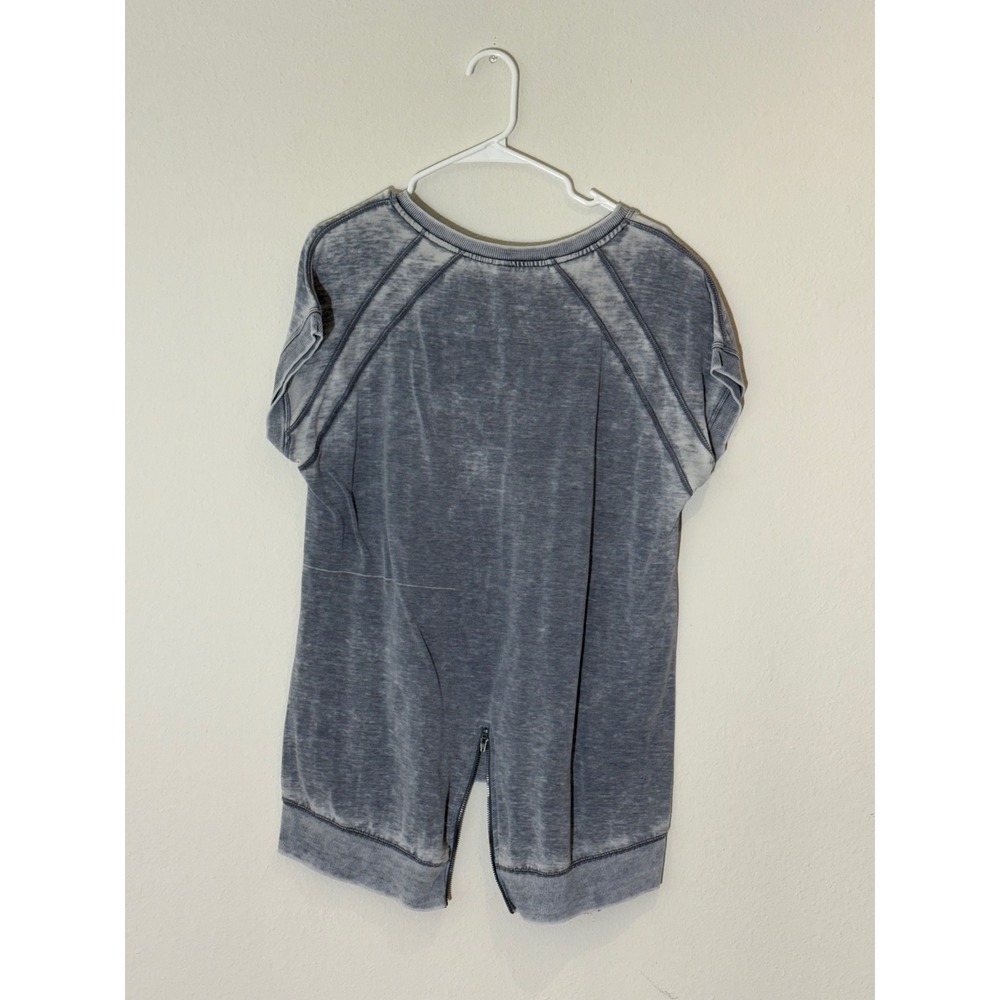 GreenTea Women Gray V-Neck Split Back Tunic Top M/M Casual Weekend - Picture 3 of 3